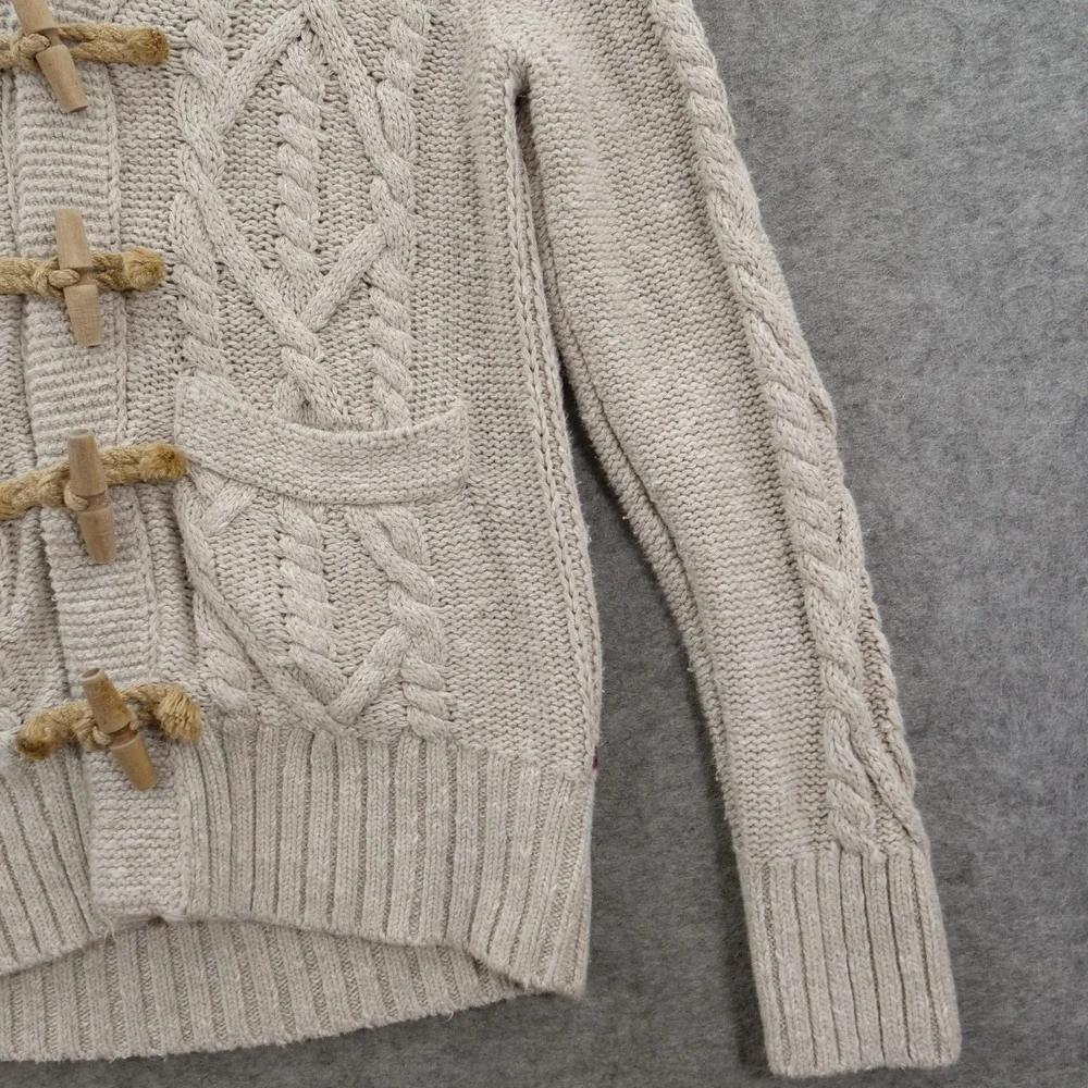 Banana Republic Sweater Mens Medium Beige Toggle Cardigan Shawl Cable Knit